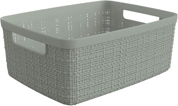 Curver Jute Decorative Plastic Organization and Storage Basket Perfect Bins - Image 3