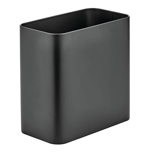 mDesign Small Metal 2.4 Gallon Trash Can Wastebasket Garbage Bin - Image 5