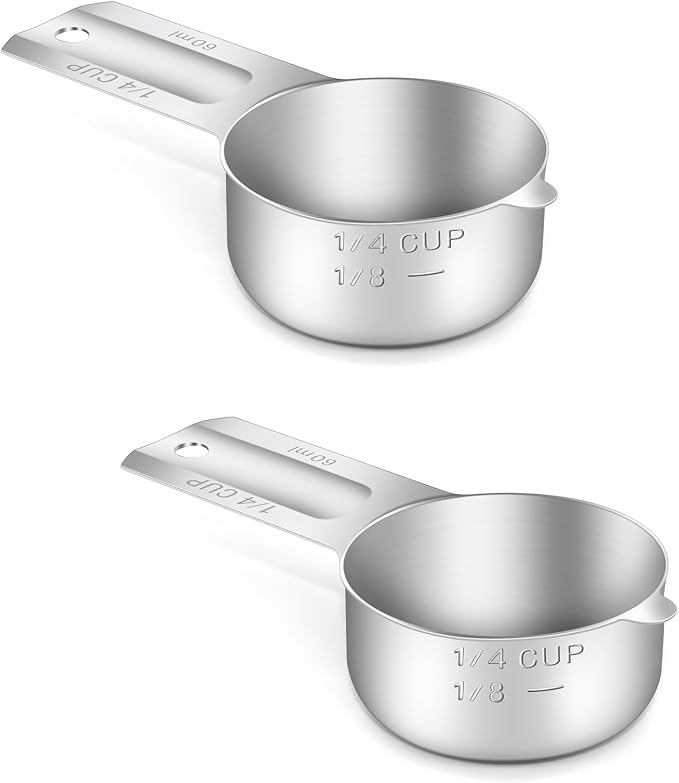 2PCS 1/4Cup Single Measuring Cup, Stainless Steel Measure Scoop, Metric and US by BERYLER