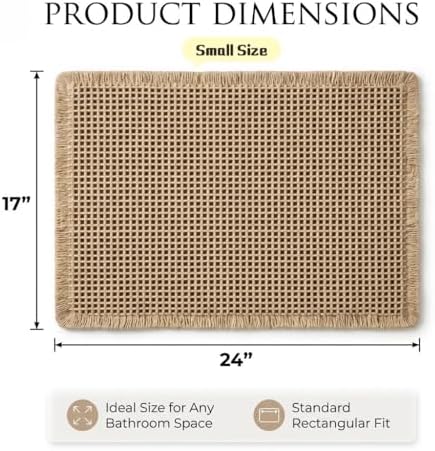 IM HOME Waffle Bath Mat Beige 24"x17", Boho Woven Modern Bath Mat Rugs, Absorbent Non Slip Bathroom Rugs, Soft Washable Bath Rugs with Tassels for Bathroom, Bedroom, Kitchen, Shower, Tub