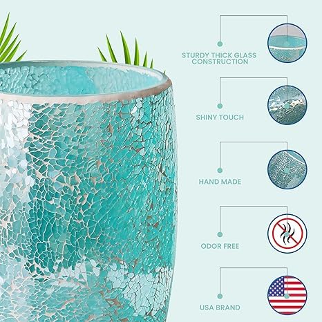 Escenzy Modern Bathroom Trash Can Mosaic Glass 5L | 7" x 10" | Decorative Small - Image 4