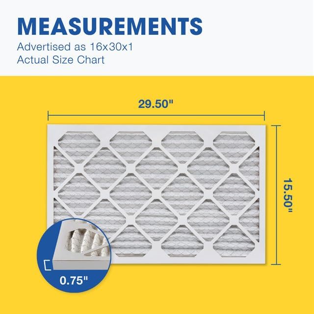 Aerostar 16x30x1 MERV 11 Pleated Air Filter, AC Furnace Air Filter, 6 Pack - Image 2