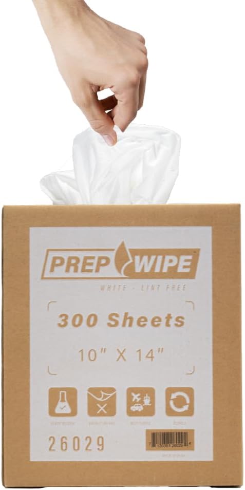 26029 Prep Wipe WHITE Lint Free Cleaning Towels Pack of 300 Sheets, Perforated - Image 4