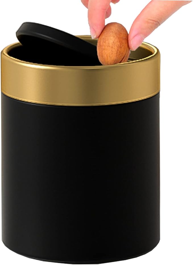 Mini Trash Can with Lid, Metal Small Tiny Mini Trash Bin Can, Mini Countertop by JILLICK