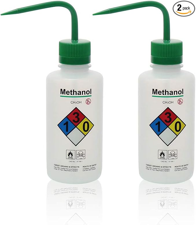 2pcs of Safety Wash Bottles, Vol.500ml 17oz, Methanol Wash Bottle, LDPE Material by LabvidaScientificCoLtd