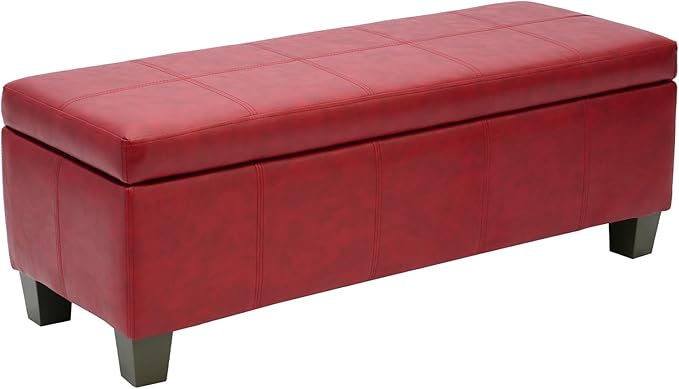 Faux Leather Ottoman with Storage, Rectangular Extra Long Storage Bench by UDAX