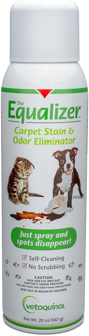 Vetoquinol Equalizer - Pet Carpet Cleaner & Stain Remover Support - Aids with Eliminating Odors - Multi-Surface Cleaner for Carpet, Cars & Furniture - Easy-to-Spray Spot Cleaner - 20oz