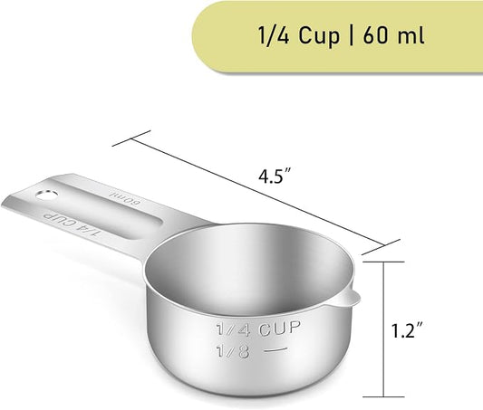 1PCS 1/4Cup Single Measuring Cup, Stainless Steel Measure Scoop, Metric and US - Image 2