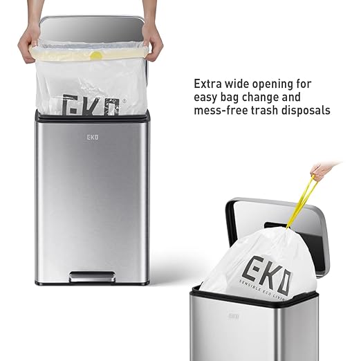 EKO Madison Brushed Stainless 50 Liter/13.2 Gallon Step Trash Can - Image 4
