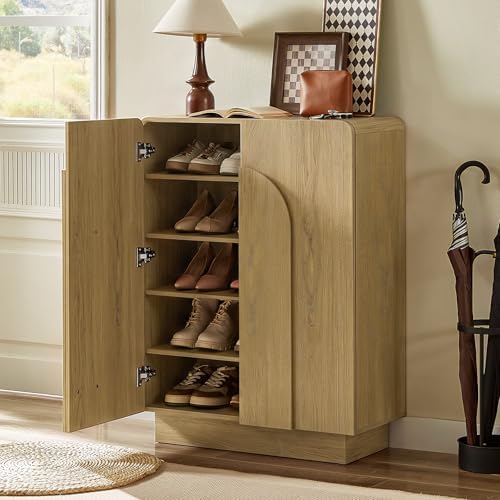 ONBRILL Shoe Storage Cabinet,13.8" D x 31.6" W x 43.3" H, Oak