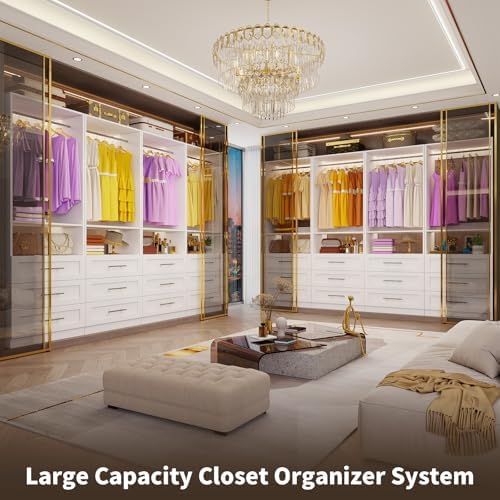 Closet System Set of 2, Closet System with 6 Drawers, 4 Rods & 2 Shelves,...