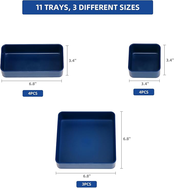 11-Piece Stackable Drawer Organizer Set, Stationery, Utensils in Bathroom - Image 6