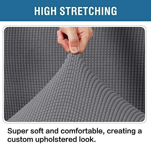 H.VERSAILTEX Ottoman Cover Slipcover Rectangle Fit Length 29"-34" Footrest Sofa Slipcovers Stool Cover Footstool Protector Covers Feature Stretch Thick Soft Jacquard Fabric Removable Washable - Grey