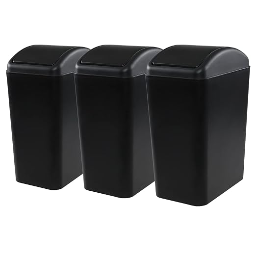 4.5 Gallon Trash Can with Swing Top Lid, Plastic Garbage Bin with Lid by Qqbine