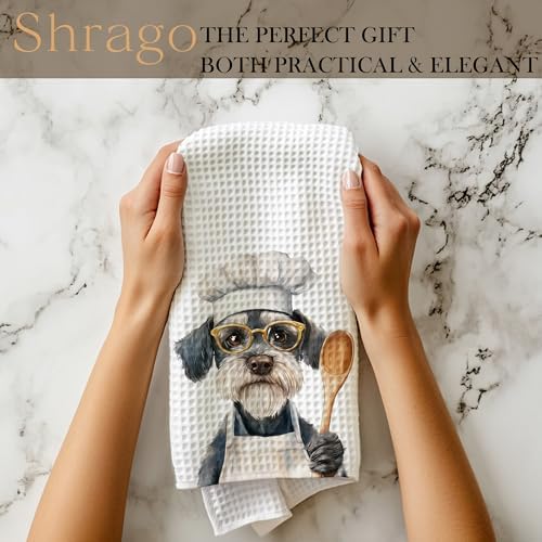 Funny Schnauzer Dog Kitchen Towels, Schnauzer Gifts for Women Men Dish Tea Towels for Kitchen, Dog Lovers Mom Dad Owner Gifts Decorative Hand Towels, 16x24 Inch