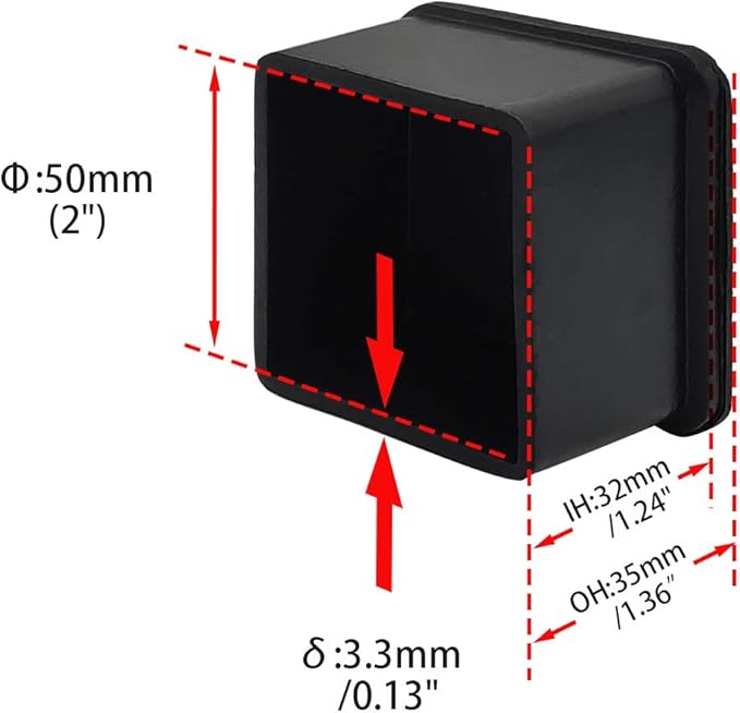 Flyshop Heavy Duty Non-Slip Rubber Leg Tips Floor Protectors Square Chair Leg - Image 4