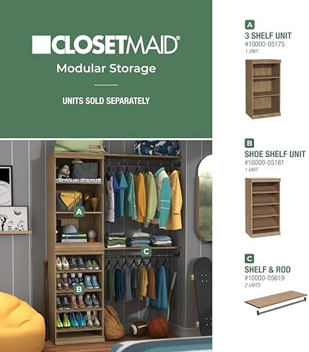 ClosetMaid Modular Storage Stackable Shoe Shelf Unit, Sand