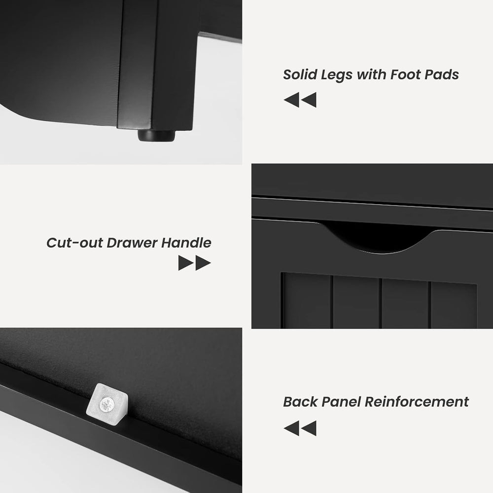 LOKO Bathroom Floor Cabinet, Modern Storage Cabinet (Black)