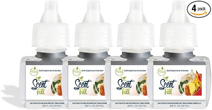 Scent Fill Soft Cashmere & Amber Plug in Air Freshener, 4 Scented Oil Refills by ScentFill