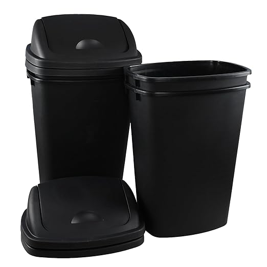 4-Pack 13 Gallon Plastic Swing Top Trash Can, Lidded Wastebasket Garbage Can - Image 7
