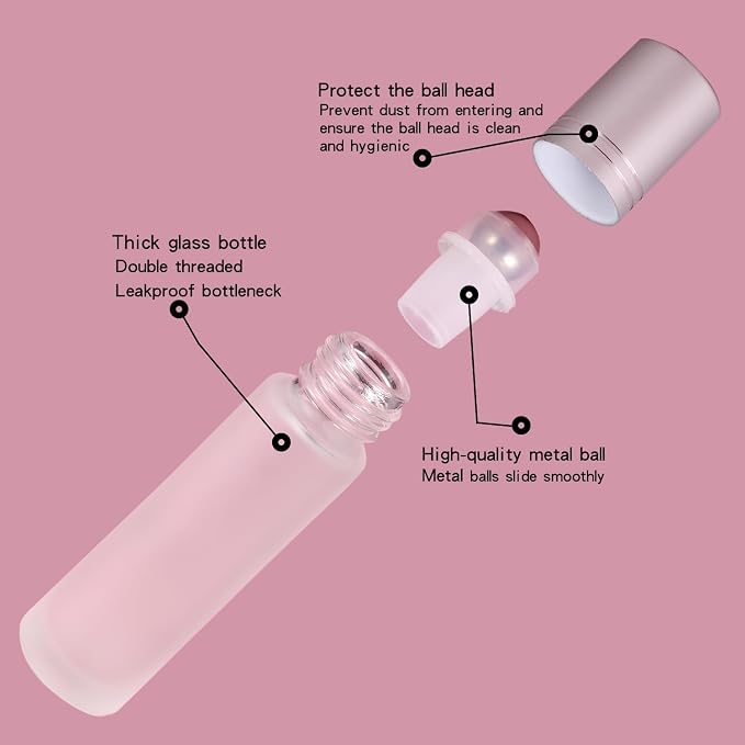 12 Pack Essential Oil Roller Bottles, 10ml 0.34oz Empty Frosted Glass Roller - Image 2