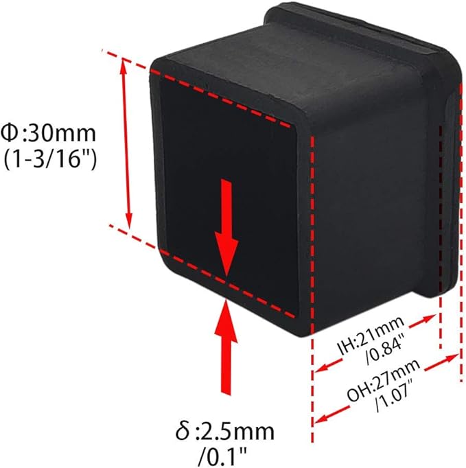 Flyshop 20PCS Non-Slip Rubber Leg Tips Floor Protectors Square Chair Leg Caps - Image 2