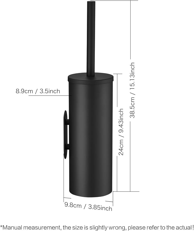 Toilet Bowl Brush and Holder, 304 Stainless Steel No-Punch Hook Base Dual - Image 3