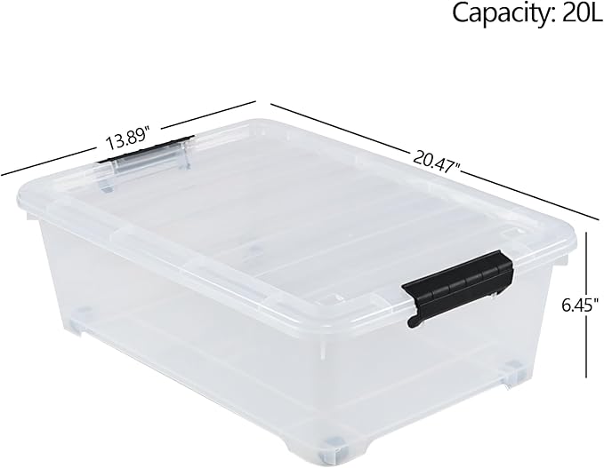 4 Packs 20 Quart Plastic Under Bed Storage Container - Image 2