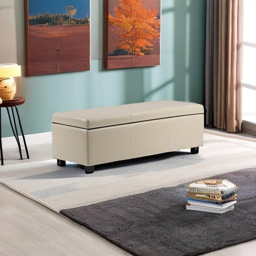 SIMPLIHOME Avalon 48 inch Wide Contemporary Rectangle Storage Ottoman Bench in - Image 2