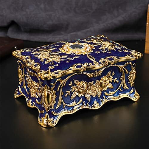 Luxury Vintage Rectangle Metal Alloy Jewelry Box Trinket Organizer Storage Bo...