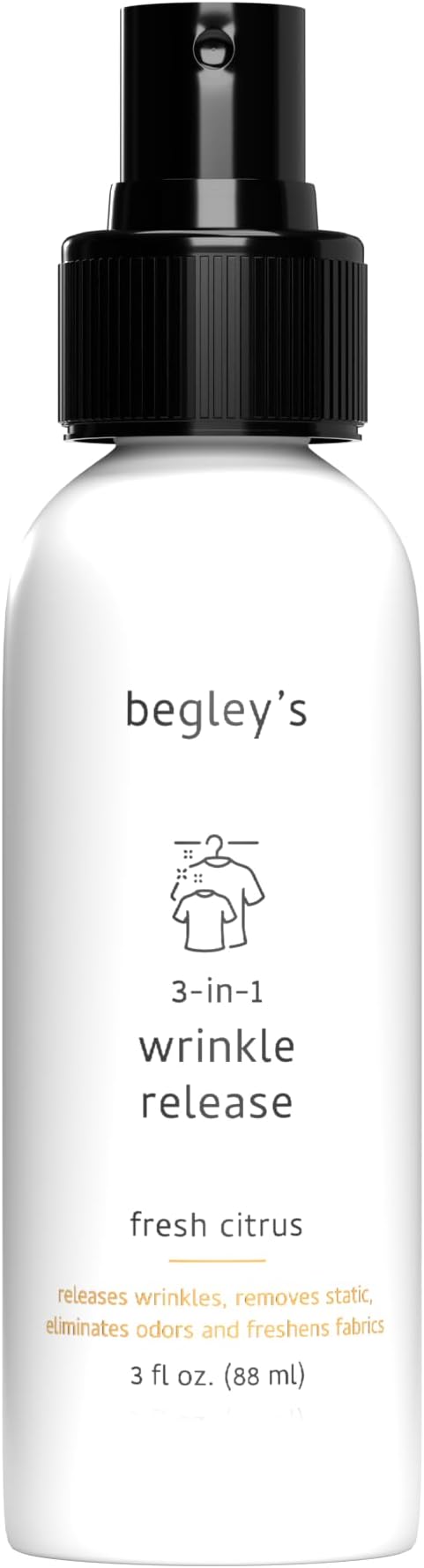 Begley's 3-in-1 Wrinkle Remover, Quick Fix Wrinkle Release, Static Cling Remover by Begleys