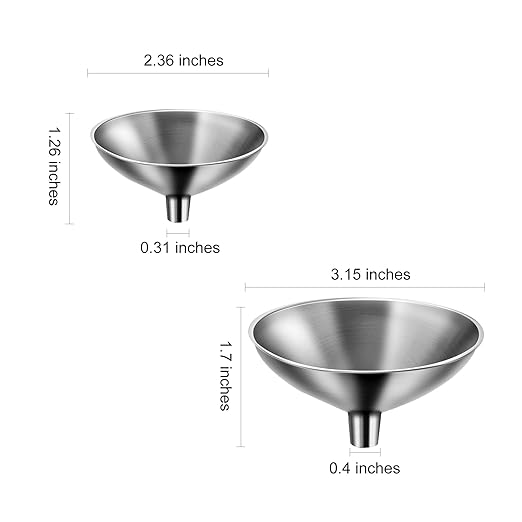 Small Funnel Set of 2, Stainless Steel Mini Funnel - Image 2
