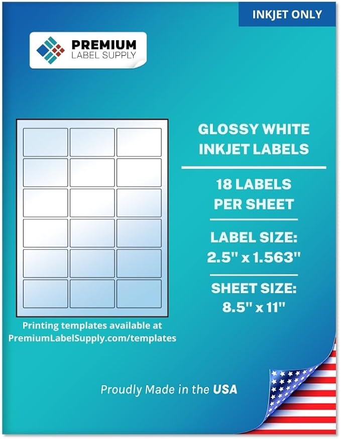 Premium Label Supply Glossy White Sticker Labels – 2.5" x 1.563" – by PremiumLabelSupply