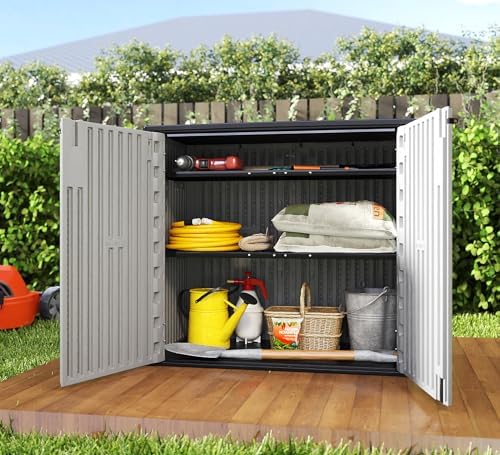 ZZM 37 Cu.ft Outdoor Storage Cabinet with One Tool Kit, Horizontal Storage Sh...