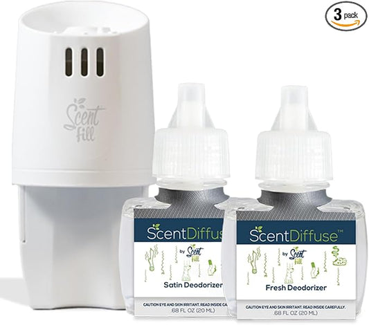 ScentDiffuse Deodorizing Starter Kit, 2 Refills + Diffuser by ScentFill