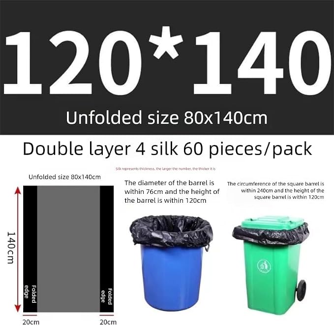 DJDBaihuo 70-gallon trash bags, 47.24" x 55.12", leak-proof & tear-resistant - Image 7