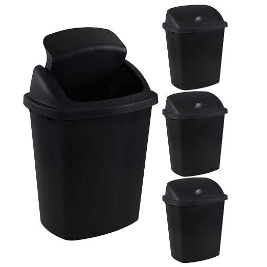 6 Gallon Swing Top Trash Can Outdoor and Indoor Recycle Bin, Plastic Garbage Can by Yesdate