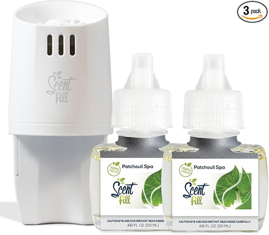 Scent Fill 100% Natural Patchouli Spa Plug in Air Freshener, Scented Oil Refills by ScentFill