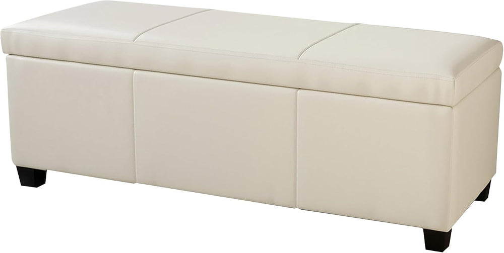 BELLEZE Storage Faux Leather Ottoman, 47 Inch Bench Bedroom Bench