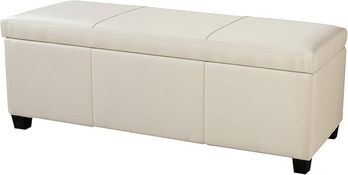 BELLEZE Storage Faux Leather Ottoman, 47 Inch Bench Bedroom Bench by BELLEZE