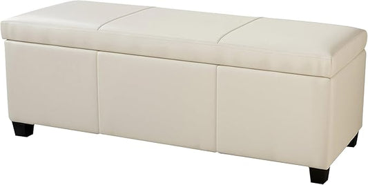 BELLEZE Storage Faux Leather Ottoman, 47 Inch Bench Bedroom Bench by BELLEZE