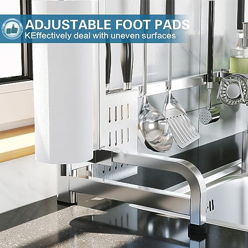 LIVOD Over The Sink Dish Drying Rack,3 Tier Adjustable Length Full Stainless ...