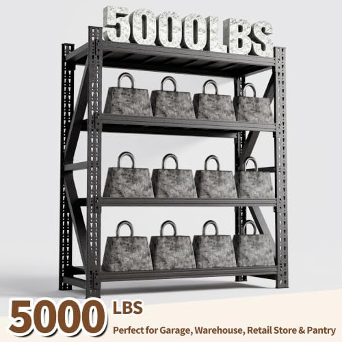 Heavy Duty Garage Shelving, Metal Storage Shelves, 5000 LBS