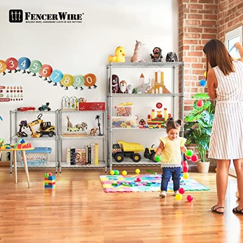 Fencer Wire NSF Adjustable Height Wire Shelving w/Liner, Basement Storage She...
