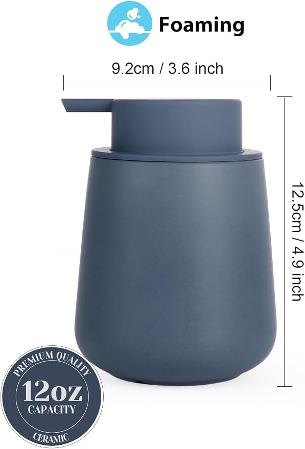 INGOFIN Ceramic Foaming Soap Dispenser - 12 oz Foam Hand Soap Dispenser Bathroom - Image 2