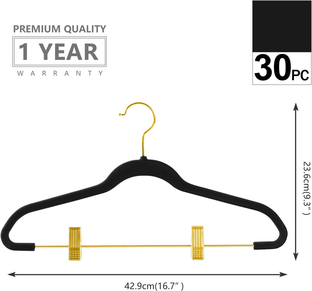 MIZGI Premium Velvet Pants Hangers with Adjustable Clips (Pack of 30) Slim Sk...