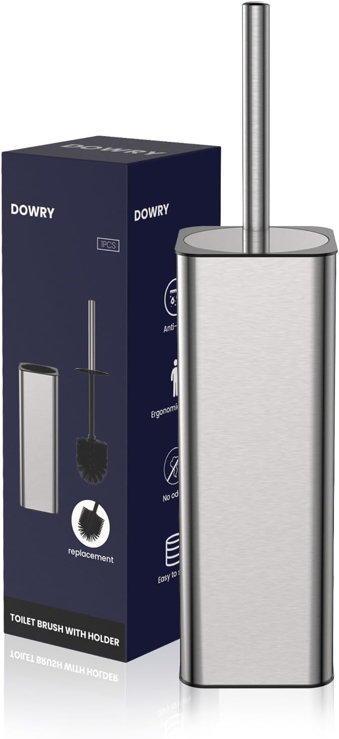 DOWRY Stainless Steel Toilet Bowl Brush and Holder by DOWRY