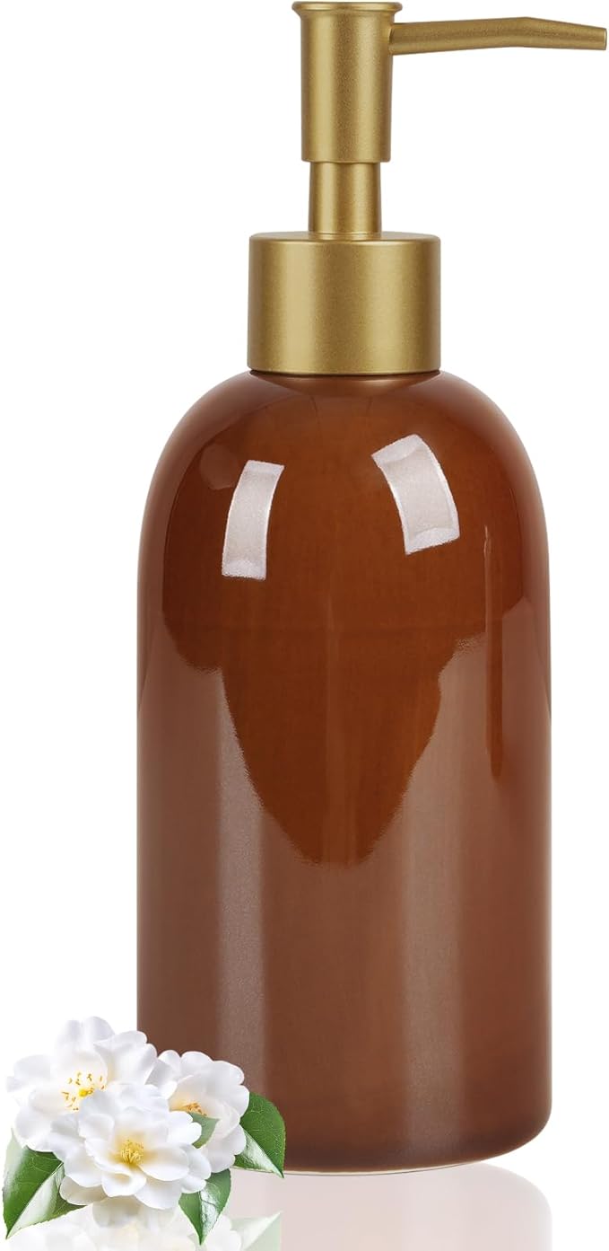 Natheeph 14OZ Ceramic Soap Dispenser Ceramic Soap Pump Dispenser Can Fill Liquid by Natheeph