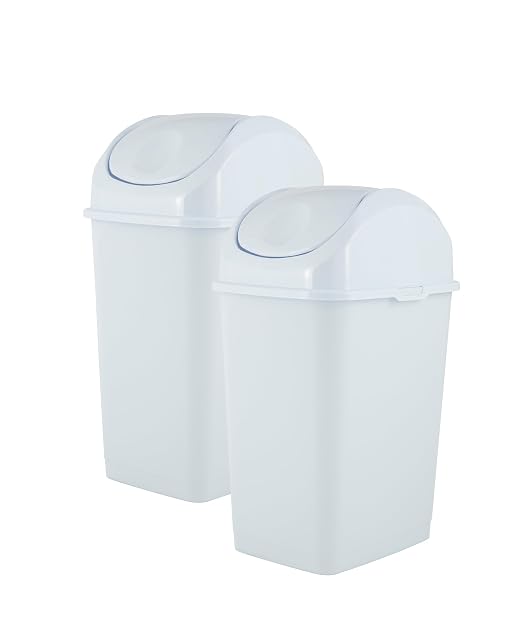 Superio Medium Trash Can with Lid 4.5 Gallon Plastic Swing Top Garbage Can Slim by Superio
