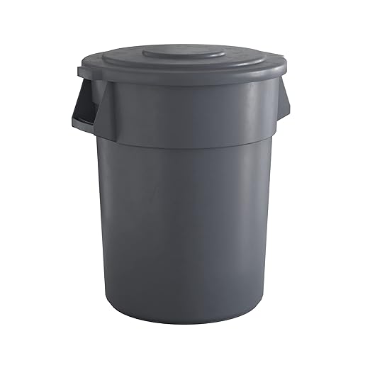 55 Gallon Gray Round Commercial Trash Can by Krollen+Industrial